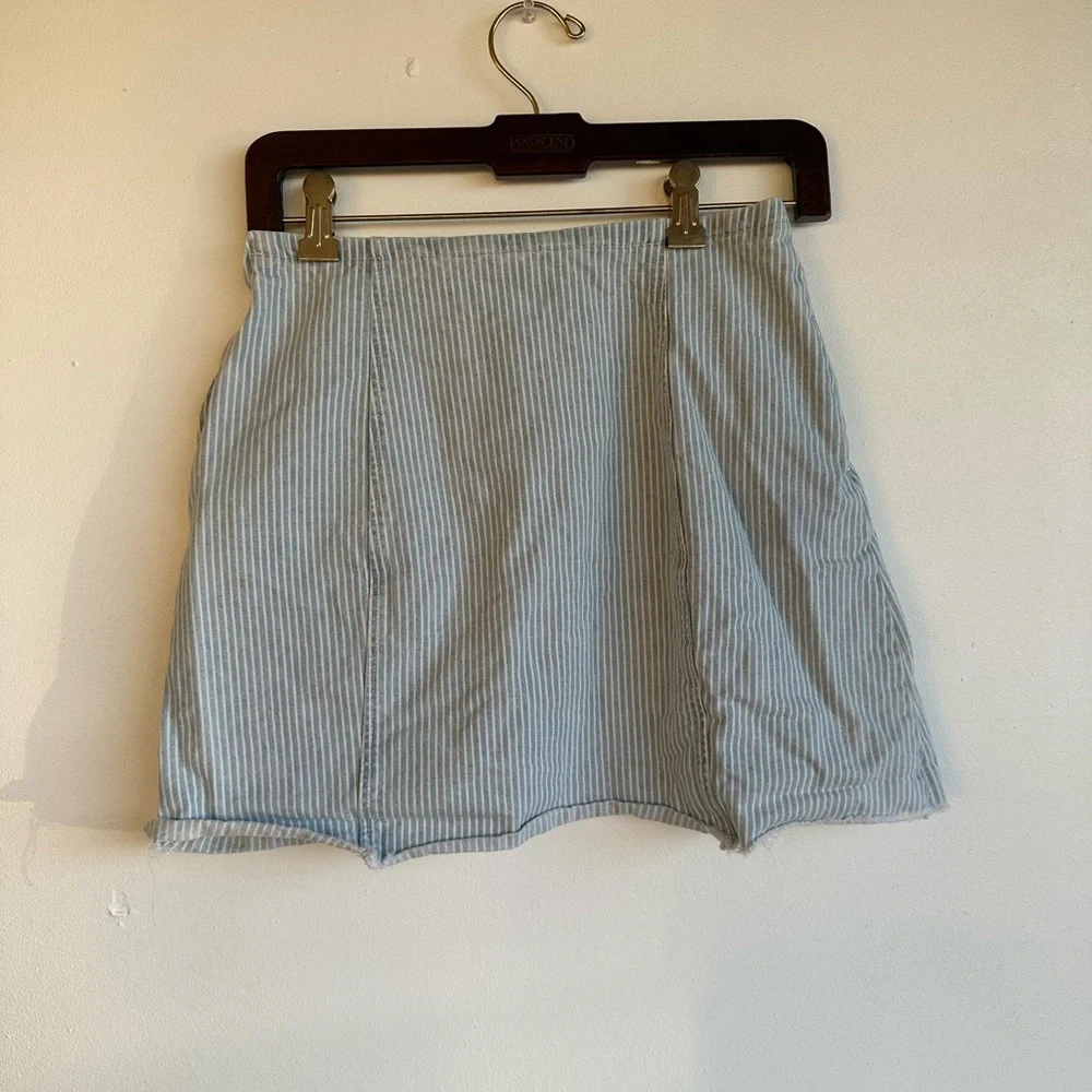 Zara Blue Striped A-Line Skirt with Buttons Small - Picture 4 of 5